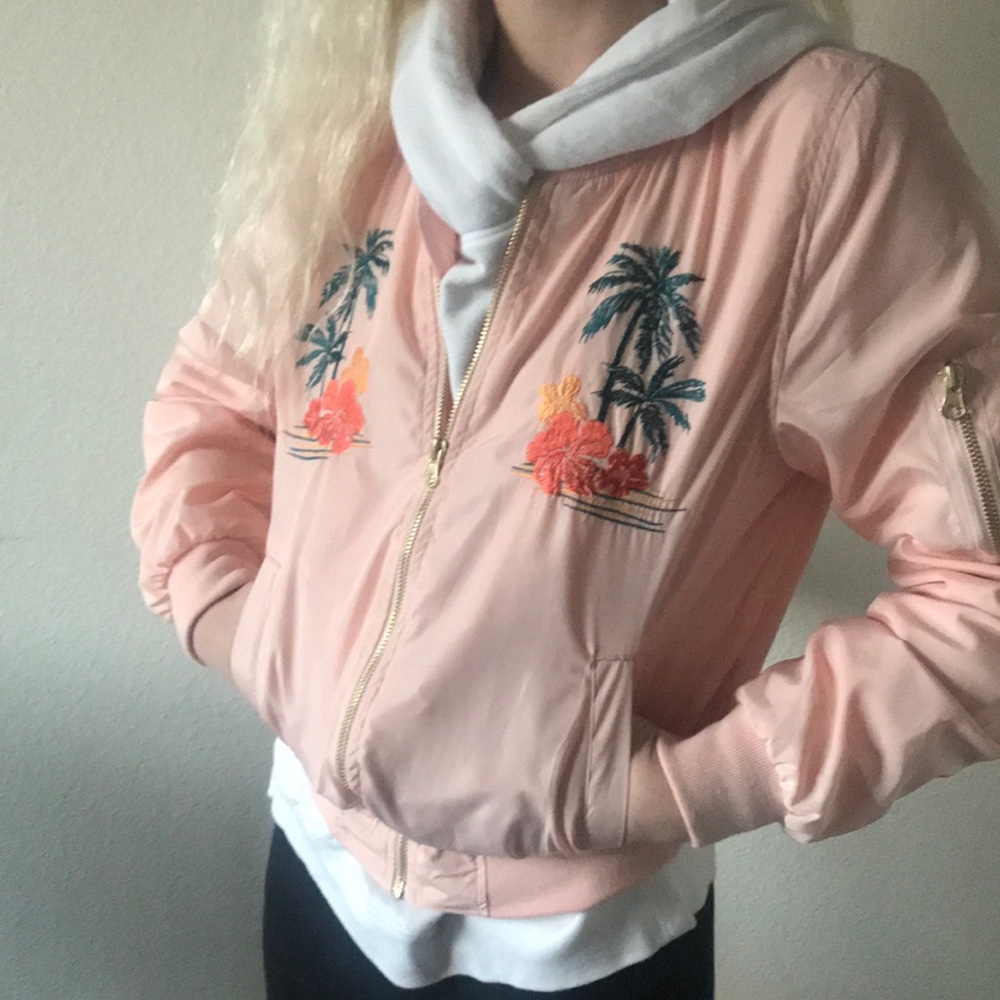 Pink aloha bomber